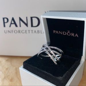 NEW Genuine Pandora Entwined Lines Ring Size 58